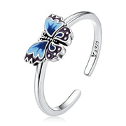 Bids.com 925 Sterling Silver Enamel Oxidized Silver Butterfly Rings Rings White Smoke Default Title