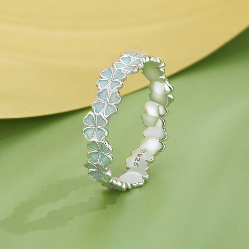 Bids.com 925 Sterling Silver Enamel and Platinum Plated Ring Size 6 for Women Rings Dark Sea Green 6,7,8