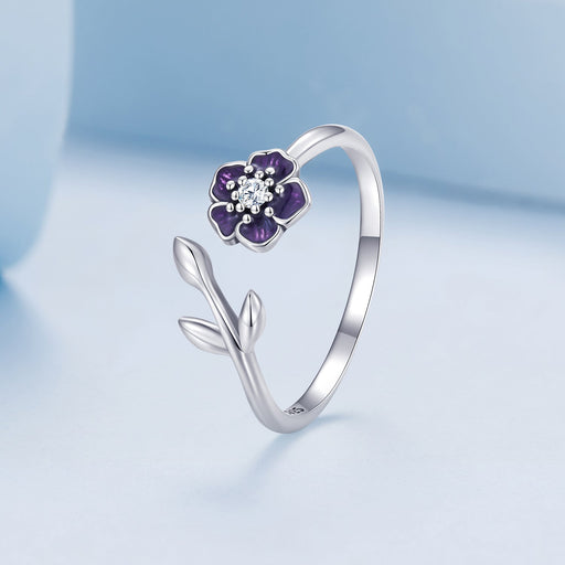 Bids.com 925 Sterling Silver Oxidized Flower Design Ring with Pavé Setting CZ Rings Light Gray Default Title