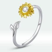 Bids.com 925 Sterling Silver Ring with Pavé Setting CZ, 0.1cm Width, Flower Design for Women Rings White Smoke Default Title