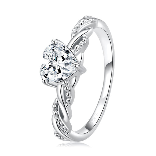Bids.com 925 Sterling Silver Love Ring with CZ, Size 6.0 Rings White Smoke 6,7,8