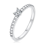 Bids.com 925 Sterling Silver Oxidized Ring with Pavé Setting CZ, Size 6 for Women Rings White Smoke 6,7,8