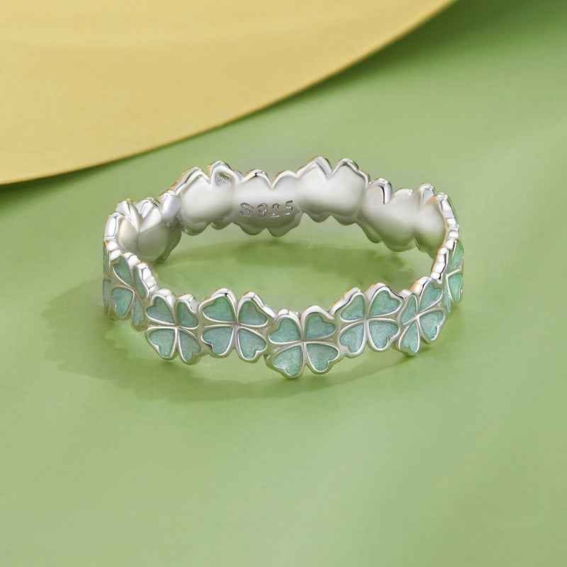 Bids.com 925 Sterling Silver Enamel and Platinum Plated Ring Size 6 for Women Rings Dark Sea Green 6,7,8