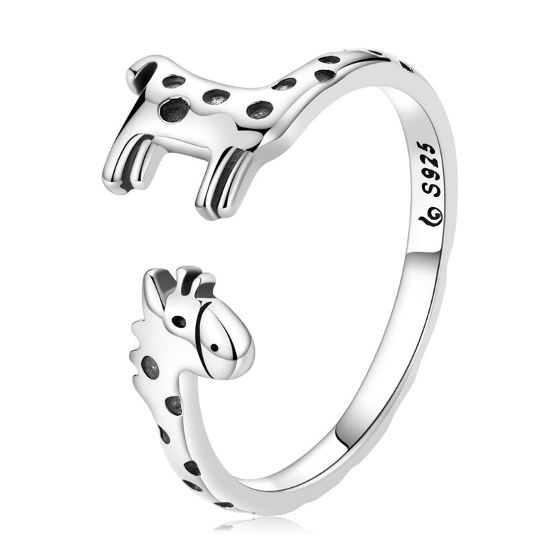Bids.com 925 Sterling Silver Oxidized Giraffe Ring for Women Rings White Smoke Default Title