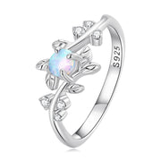 Bids.com 925 Sterling Silver Opal & CZ Ring 0.2cm Size 6.0 for Women Rings White Smoke 6,7,8