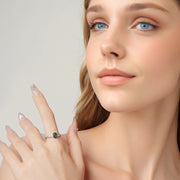 Bids.com 925 Sterling Silver Agate and CZ Pendant Ring Size 6 for Women Rings Light Gray 6,7,8