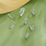 Bids.com 925 Sterling Silver Enamel and Platinum Plated Ring Size 6 for Women Rings Dark Sea Green 6,7,8