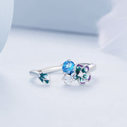Bids.com 925 Sterling Silver Pendant with Enamel & CZ for Women Rings Gray
