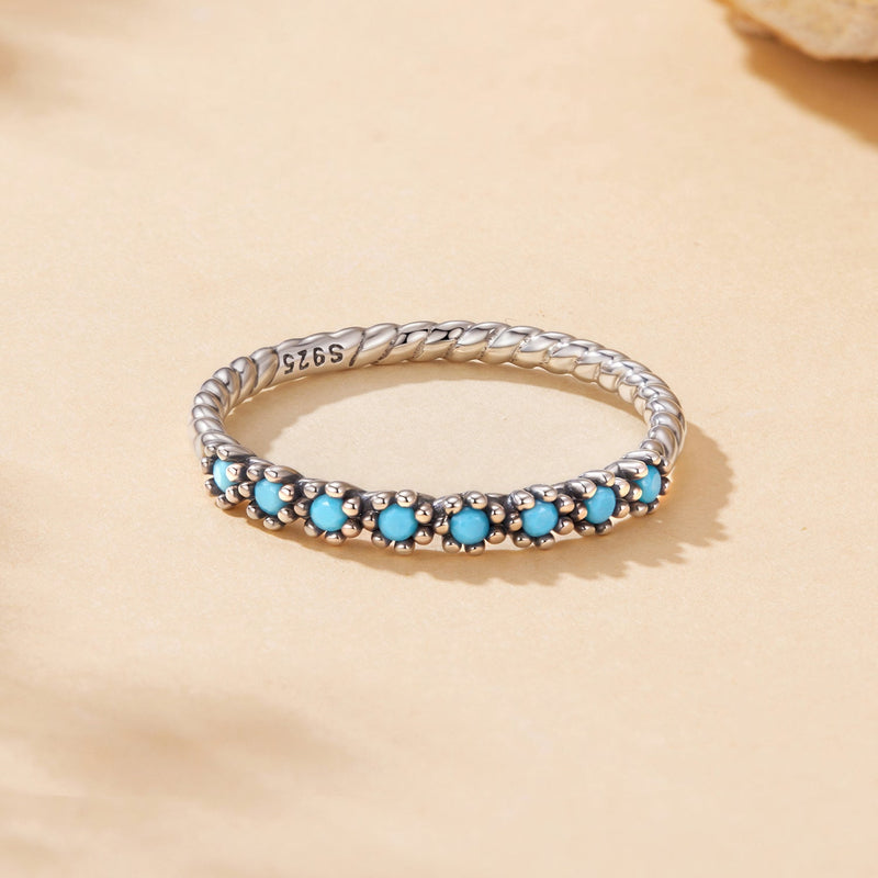 Bids.com 925 Sterling Silver Synthetic Turquoise Ring Size 6.0 Rings Bisque 6,7,8
