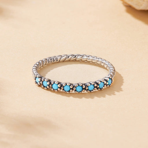 Bids.com 925 Sterling Silver Synthetic Turquoise Ring Size 6.0 Rings Bisque 6,7,8