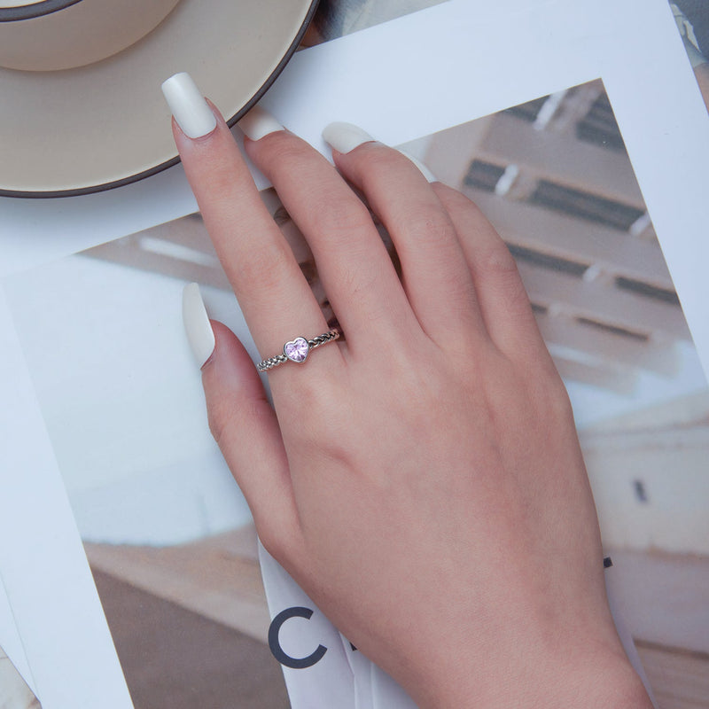 Bids.com 925 Sterling Silver Love CZ Ring for Women Rings Light Gray