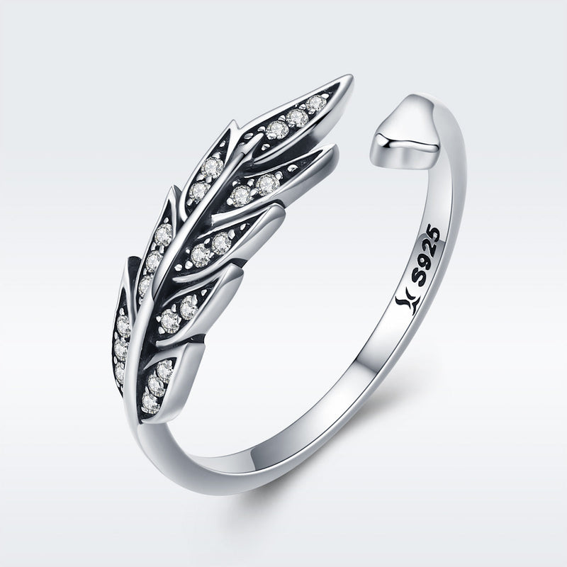 Bids.com 925 Sterling Silver Pavé Setting CZ Leaf Ring for Women Rings White Smoke Default Title