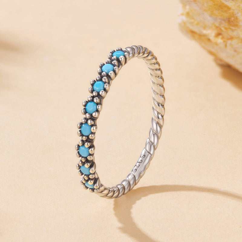 Bids.com 925 Sterling Silver Synthetic Turquoise Ring Size 6.0 Rings Light Gray 6,7,8