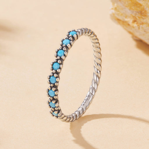 Bids.com 925 Sterling Silver Synthetic Turquoise Ring Size 6.0 Rings Light Gray 6,7,8