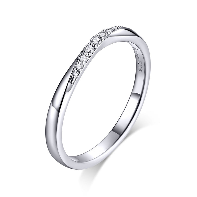 Bids.com 925 Sterling Silver Pavé Set CZ Platinum Plated Ring Size 6 for Women Rings White Smoke 6,7,8