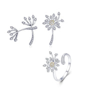 Bids.com 925 Sterling Silver Ring with Plated Platinum and Pavé Setting CZ Rings White Smoke