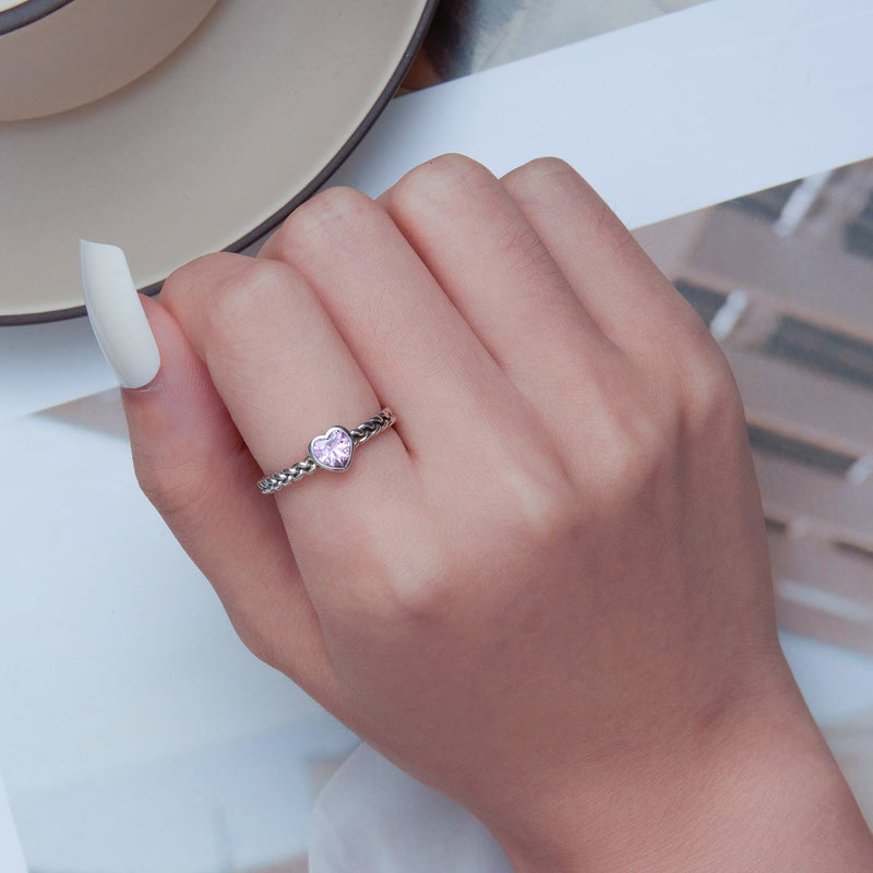 Bids.com 925 Sterling Silver Love CZ Ring for Women Rings Light Gray