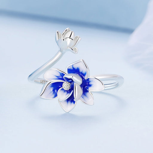 Bids.com 925 Sterling Silver Enamel Flower Ring Rings Lavender