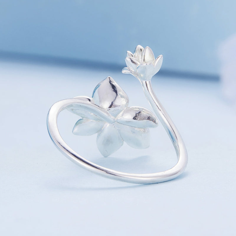 Bids.com 925 Sterling Silver Enamel Flower Ring Rings Lavender