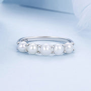 Bids.com 925 Sterling Silver Natural Pearl Platinum Plated Ring Size 6.0 for Women Rings Lavender 6,7,8