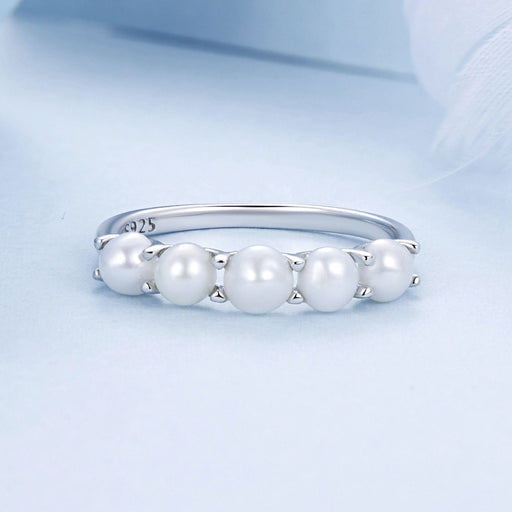 Bids.com 925 Sterling Silver Natural Pearl Platinum Plated Ring Size 6.0 for Women Rings Lavender 6,7,8