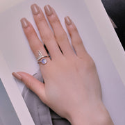 Bids.com S925 Sterling Silver Pavé Setting CZ Ring for Women Rings Dark Gray