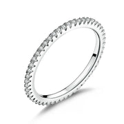 Bids.com 925 Sterling Silver Platinum Plated CZ Pavé Setting Ring Size 5.0 for Women Rings White Smoke 5,6,7,8,9,10,5J,6J,7J,8J,10J