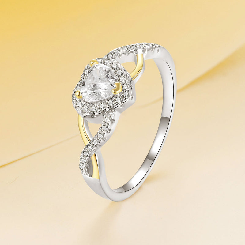 Bids.com 925 Sterling Silver & Plated White Gold 1.7mm CZ Ring Size 7.0 for Women Rings Pale Goldenrod 7,8