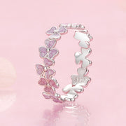 Bids.com 925 Sterling Silver Enamel Platinum Plated Ring Size 6 for Women Rings Misty Rose 6,7,8