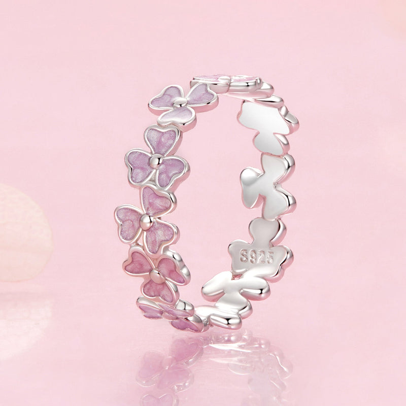 Bids.com 925 Sterling Silver Enamel Platinum Plated Ring Size 6 for Women Rings Misty Rose 6,7,8