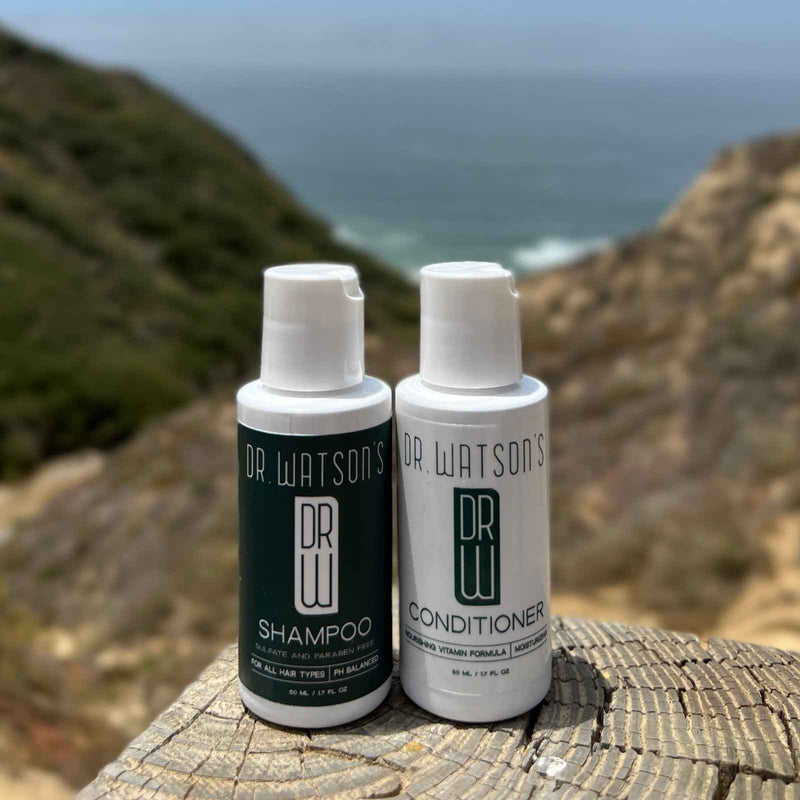 Dr. Watson's Hair & Skin Care Dr. Watson's | Essential Shampoo & Conditioner Sample Pack | The Original | 2 Oz Each Shampoo and Conditioner Dark Olive Green