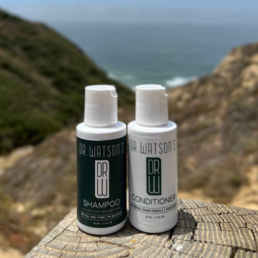 Dr. Watson's Hair & Skin Care Dr. Watson's | Essential Shampoo & Conditioner Sample Pack | The Original | 2 Oz Each Shampoo and Conditioner Dark Olive Green