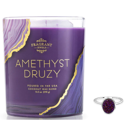 Fragrant Jewels Amethyst Druzy - Jewel Candle Jewel Candle White Smoke Pendant / One Size,Ring / 5,Ring / 6,Ring / 7,Ring / 8,Ring / 9,Ring / 10