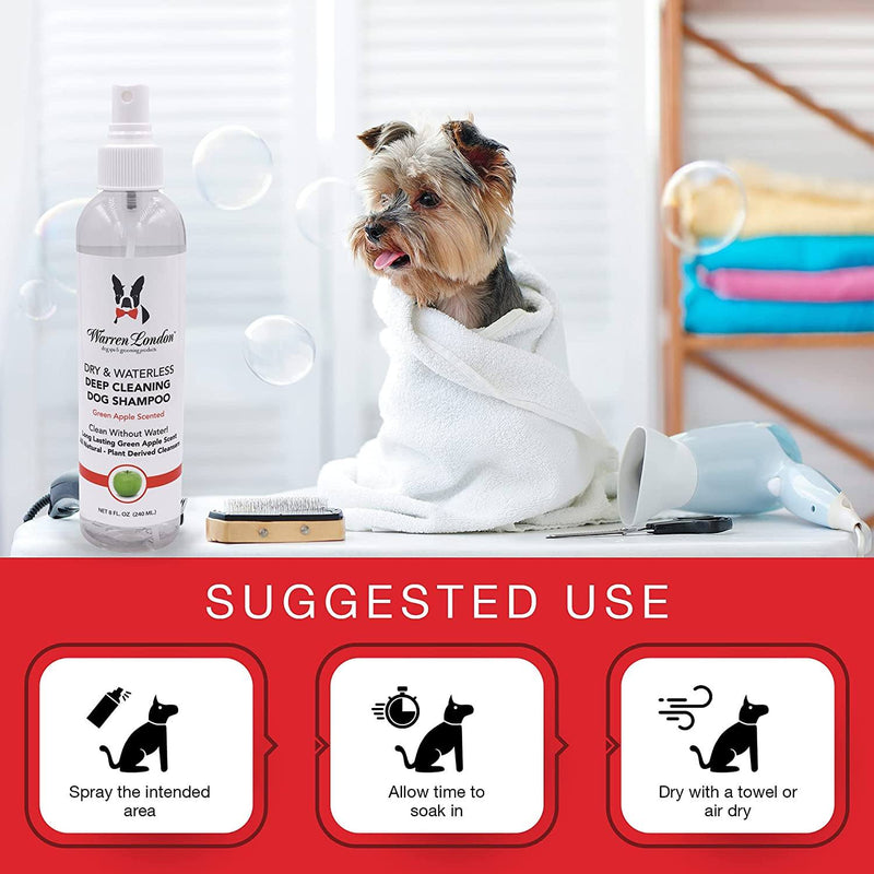 Warren London Dry & Waterless Deep Cleaning Shampoo Dog Shampoo White Smoke Green Apple,Guava & Mango