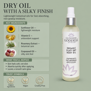 Glimmer Goddess® Organic Skin Care Organic Silky Dry Body Oil – Fast-Absorbing Formula Lotions & Creams Dark Gray