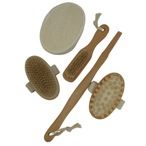 ZAQ Skin & Body Luxuriate in the Best Shower & Bath Spa Set: Dry Brush, Stone Brush, Loofah Sponge Dim Gray