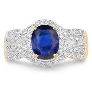 Bids.com 14K Yellow Gold Plated 2.56 Carat Genuine Kyanite and White Topaz .925 Sterling Silver Ring Rings White Smoke size 8.00,size 6.00,size 7.00,size 9.00