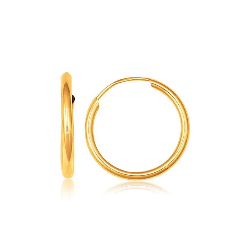 Bids.com 10k Yellow Gold Polished Endless Hoop Earrings (16mm Diameter) Earrings White Smoke Yellow Gold