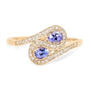 Bids.com 0.42 Carat Genuine Tanzanite and White Diamond 14K Yellow Gold Ring Rings White Smoke size 6.00,size 7.00,size 8.00,size 5.00,size 9.00