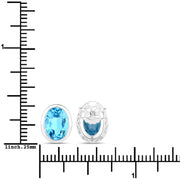 Bids.com 4.00 Carat Genuine Swiss Blue Topaz .925 Sterling Silver Earrings Earrings White Smoke