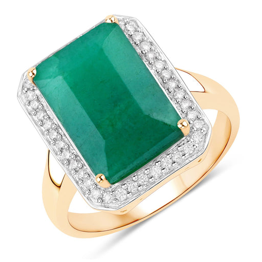 Bids.com 5.71 Carat Dyed Emerald and White Diamond 14K Yellow Gold Ring Rings White Smoke size 6.00,size 7.00,size 8.00,size 10.00,size 10.50,size 5.00,size 9.00,size 8.25