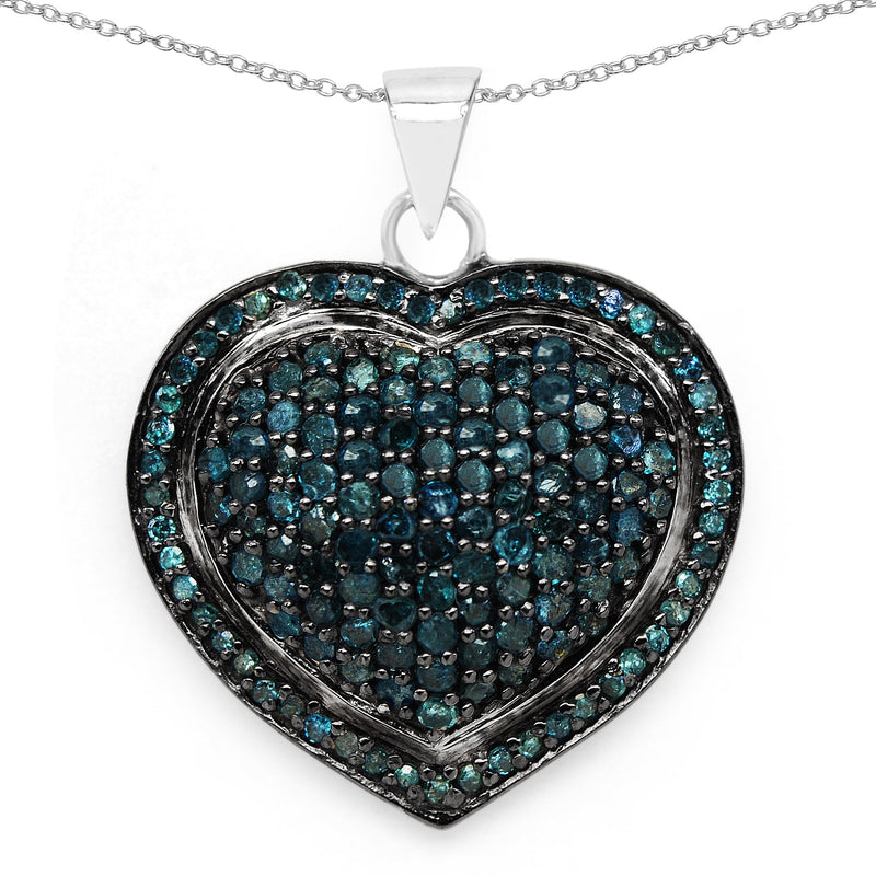 Bids.com 1.25 Carat Genuine Blue Diamond .925 Sterling Silver Pendant Pendants White Smoke