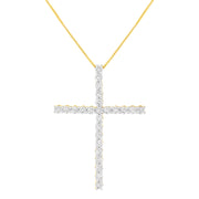 Bids.com .925 Sterling Silver 3.0 Cttw Round Shape Diamond 1-1/2" Cross Pendant with Box Chain Necklace (I-J Color, I2-I3 Clarity) - 18" Necklaces White Smoke White.Sterling Silver / 18,Yellow.Sterling Silver / 18