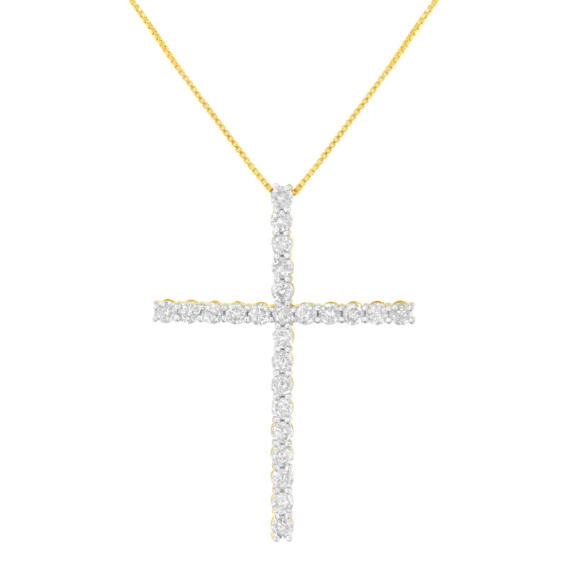 Bids.com .925 Sterling Silver 3.0 Cttw Round Shape Diamond 1-1/2" Cross Pendant with Box Chain Necklace (I-J Color, I2-I3 Clarity) - 18" Necklaces White Smoke White.Sterling Silver / 18,Yellow.Sterling Silver / 18