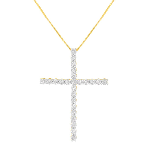 Bids.com .925 Sterling Silver 3.0 Cttw Round Shape Diamond 1-1/2" Cross Pendant with Box Chain Necklace (I-J Color, I2-I3 Clarity) - 18" Necklaces White Smoke White.Sterling Silver / 18,Yellow.Sterling Silver / 18