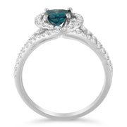 Bids.com 14K White Gold 1-1/3 Cttw White & Blue Diamond Interweaving Double Halo Cocktail Statement Ring (G-H and Fancy Blue Color, SI2-I1 Clarity) - Size 6 Rings White Smoke 8 / White.Gold,7.25 / White.Gold,6 / White.Gold,7 / White.Gold
