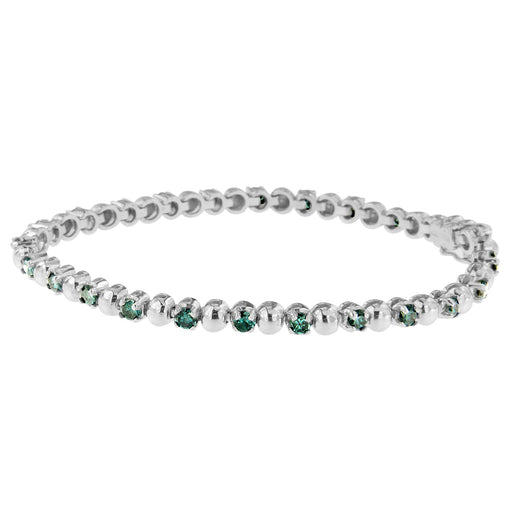 Bids.com 14K White Gold Round-Cut Blue Diamonds Bracelet (3.00 cttw, Blue Color, Clarity) Bracelets White Smoke White.Gold / 7