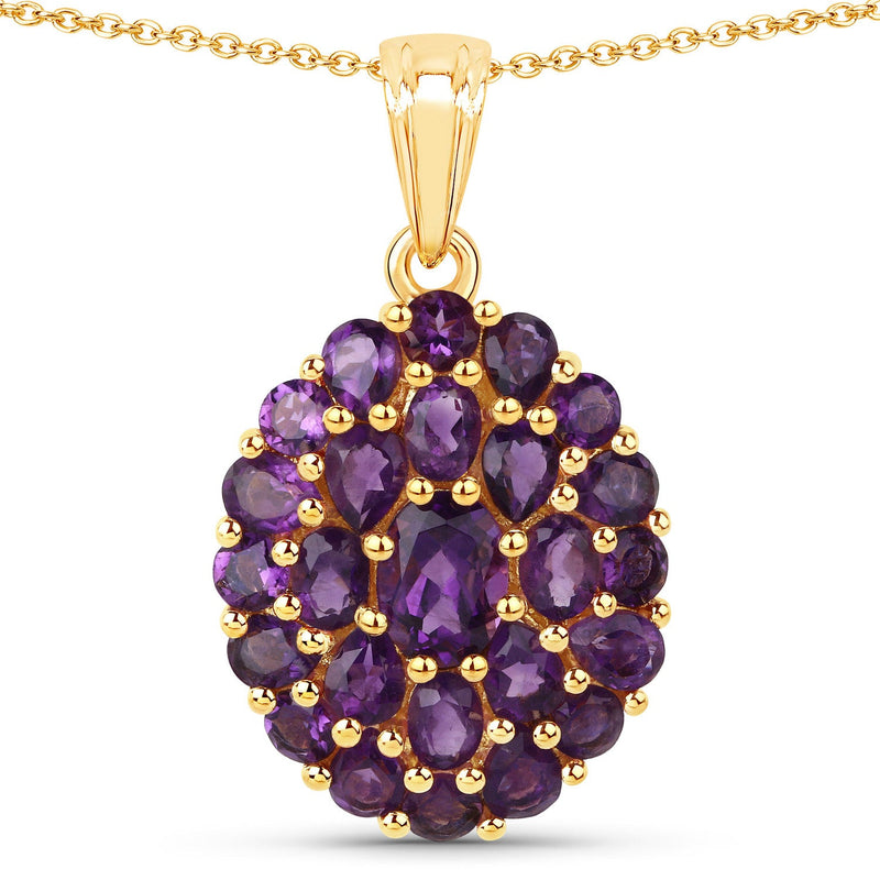 Bids.com 4.04 Carat Genuine Amethyst .925 Sterling Silver Pendant Pendants White Smoke