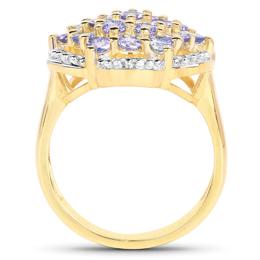 Bids.com 14K Yellow Gold Plated 1.52 Carat Genuine Tanzanite .925 Sterling Silver Ring Rings White Smoke size 6.00,size 7.00,size 8.00,size 9.00,size 5.00