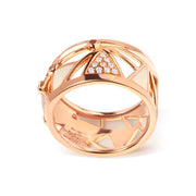 Bids.com 14K Rose Gold 1/3 Cttw Diamond and Pink Tourmaline Cigar Band Ring with White Enamel (G-H Color, SI1-SI2 Clarity) Rings White Smoke 7 / Rose.Gold